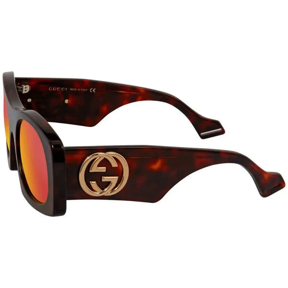 NEW Gucci Havana Red Geometric Men's Sunglasses